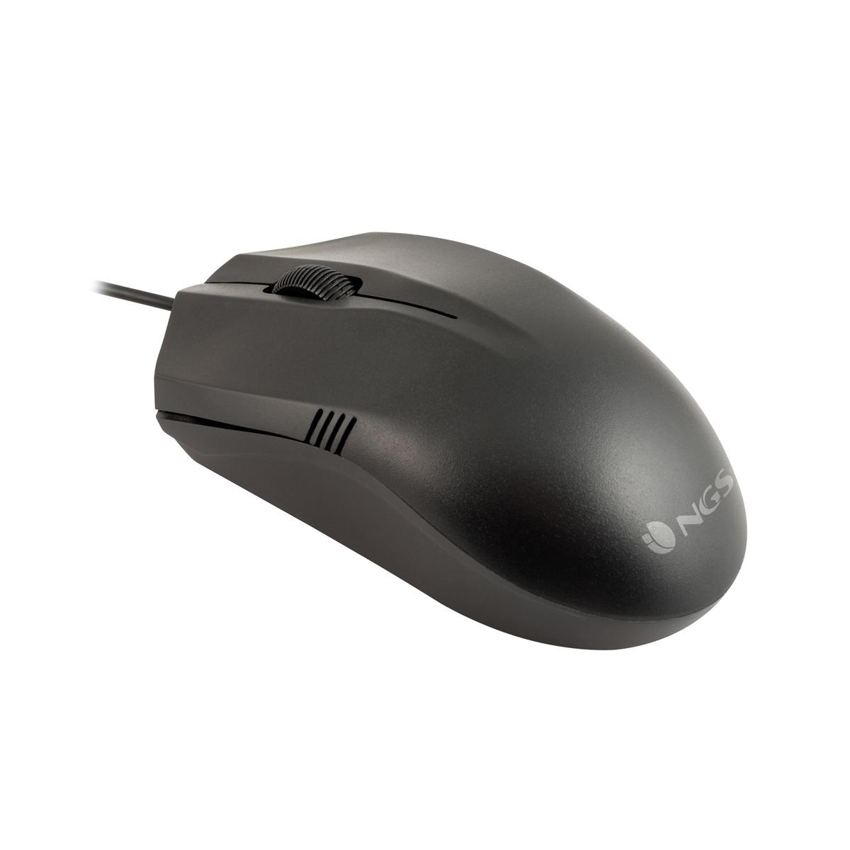 NGS Easy Betta Mouse USB 1000dpi - 3 Pulsanti - Uso Ambidestro - Cavo 1,20m - Colore Nero