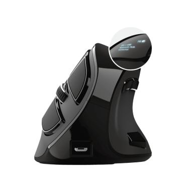 Mouse ergonomico wireless ricaricabile Trust Voxx 2400 dpi - 8 pulsanti - Display a LED - Uso corretto - Colore nero
