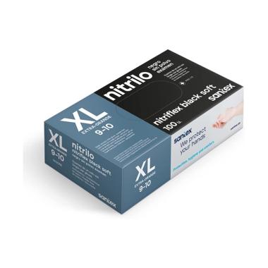Guanti in Nitrile Taglia L Santex Pack (100pz) Senza Polvere - Senza Lattice - Ambidestro - Non Sterile - Colore NERO