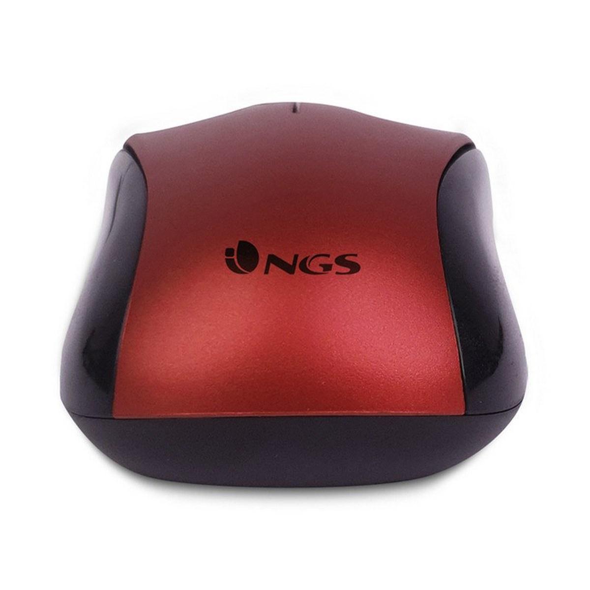 Mouse USB NGS Crew 1200dpi - 3 pulsanti - Uso ambidestro - Cavo da 1,30 m - Colore rosso/nero