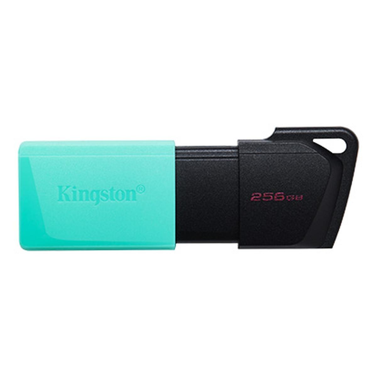 Pendrive Kingston DataTraveler Exodia M Chiavetta USB 256GB - USB 3.2 Gen 1 - Cappuccio per Cellulare - Clip Portachiavi - Colore Nero/turchese