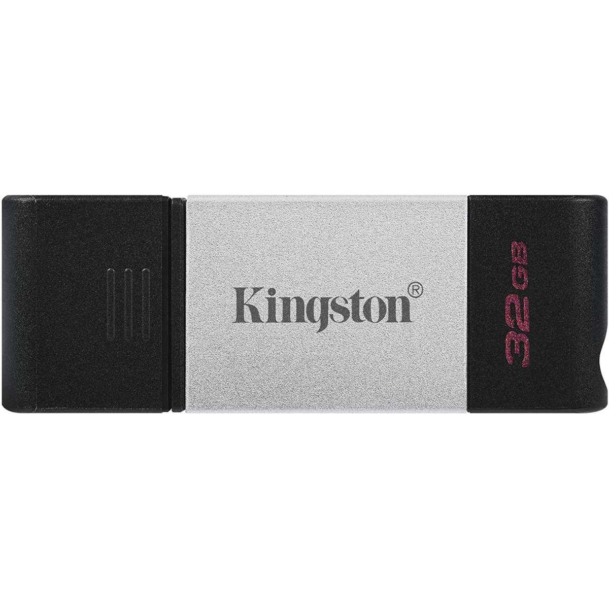 Pendrive Kingston DataTraveler 80 USB Tipo C Flash Drive 32GB - USB-C 3.2 Gen 1 - 200 MB/s Lettura - Con Cover - Design in Metallo