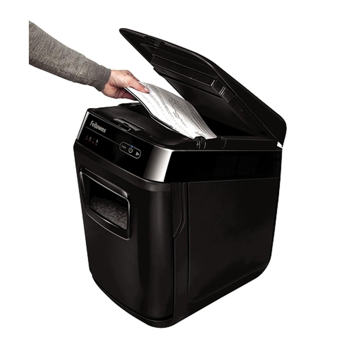 Distruggi documenti automatico Fellowes AutoMax 200C - Alimentazione automatica 200 fogli - Slot manuale 10 fogli - 32L