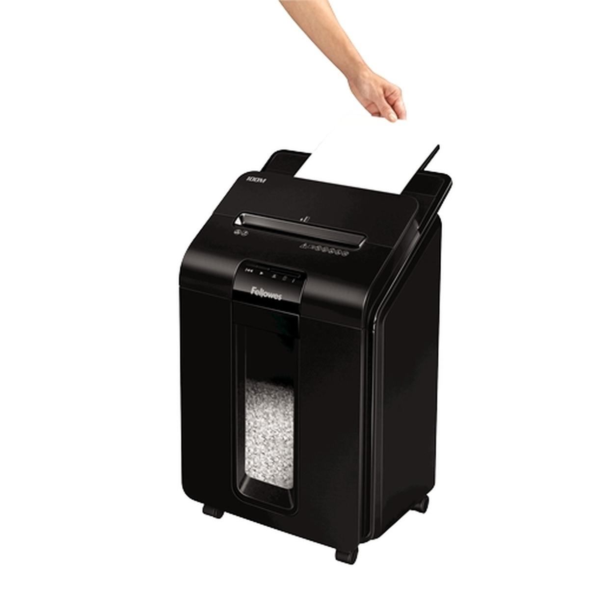 Distruggi documenti automatico Fellowes AutoMax 100M Mini Cut - Alimentazione automatica 100 fogli - Slot manuale 10 fogli - 23L