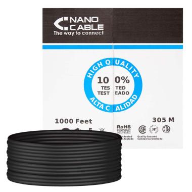 Nanocable Bobina di Cavo Rosso Rigido Impermeabile per Esterno RJ45 Cat.5e UTP AWG24 305m - Colore Negro