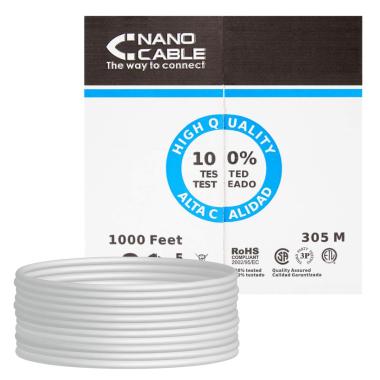 Nanocable Bobina di Cavo di Rete Rigido RJ45 Cat.5e FTP AWG24 305m - Colore Grigio