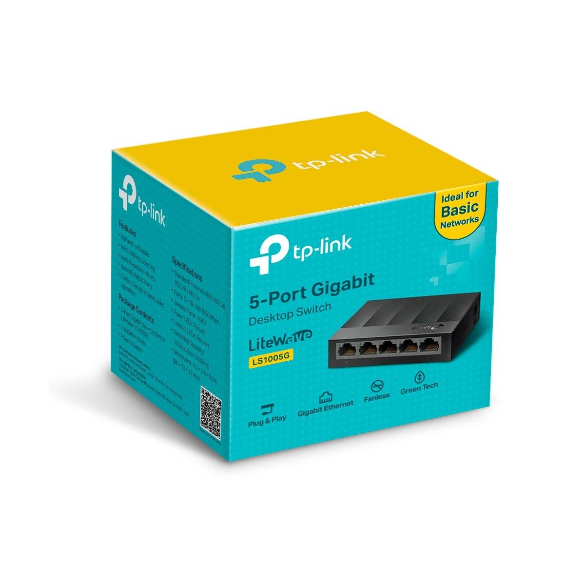 Switch desktop TP-Link - 5 porte 10/100/1000Mbps - Tecnologia verde - Controllo del flusso - Plug & Play