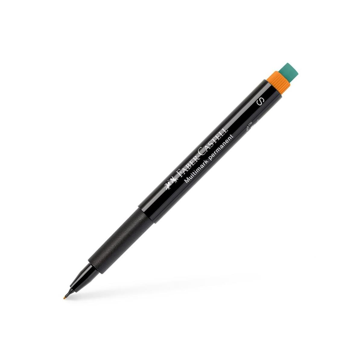 Faber-Castell Pennarello indelebile Faber-Castell Multimark - Spessore  tratto 0,4 mm - Gomma integrata - Resistente alla luce e all'acqua - Colore  Arancione 152315 4005401523154