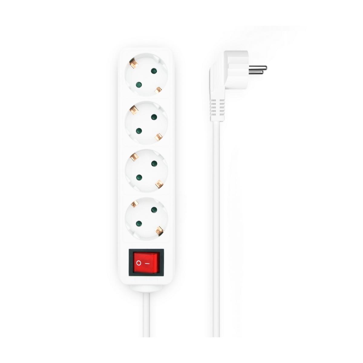Ciabatta Multipresa Aisens 4 Prese con Interruttore con Cavo 3×1,5mm2 - 1,4m - Colore Bianco