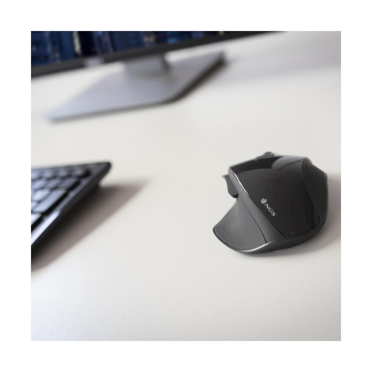 Mouse USB wireless NGS Bow 1600 dpi - 4 pulsanti - Utilizzo per destrimani - Colore nero