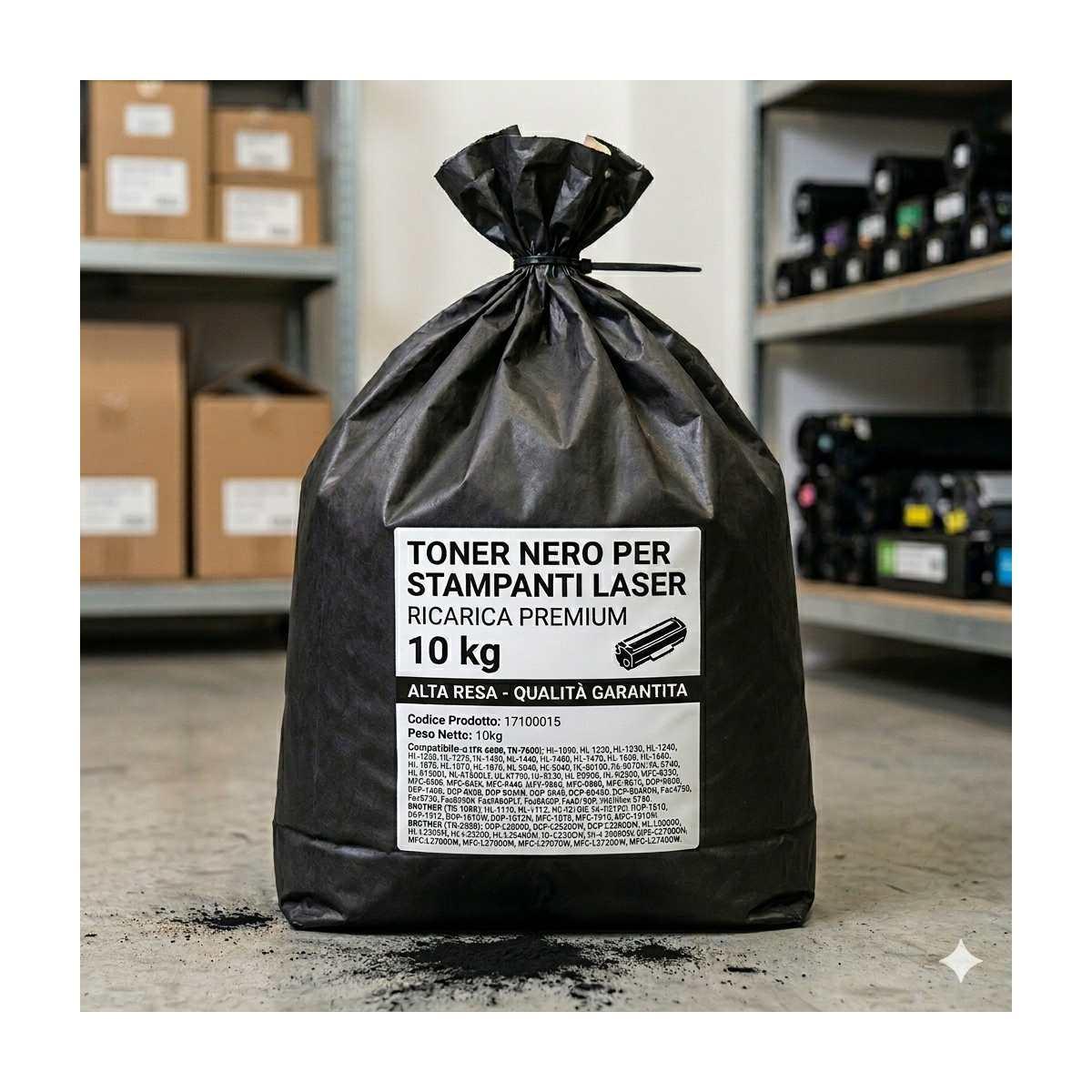Toner in sacco da 20Kg per Brother TN7600, TN3060, TN3170, TN3180 (2X10Kg) (B-173)