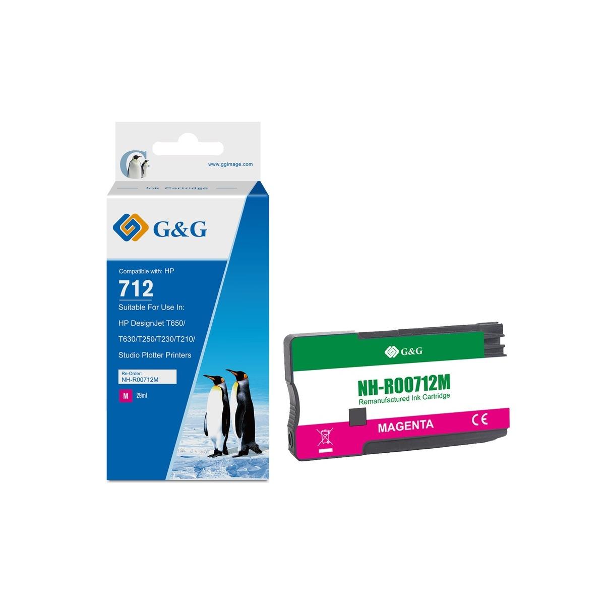 Cartuccia Rigenerata Anti-firmware upgrade (3ED68A, 712) per HP DesignJet T230 (29ml) MAGENTA