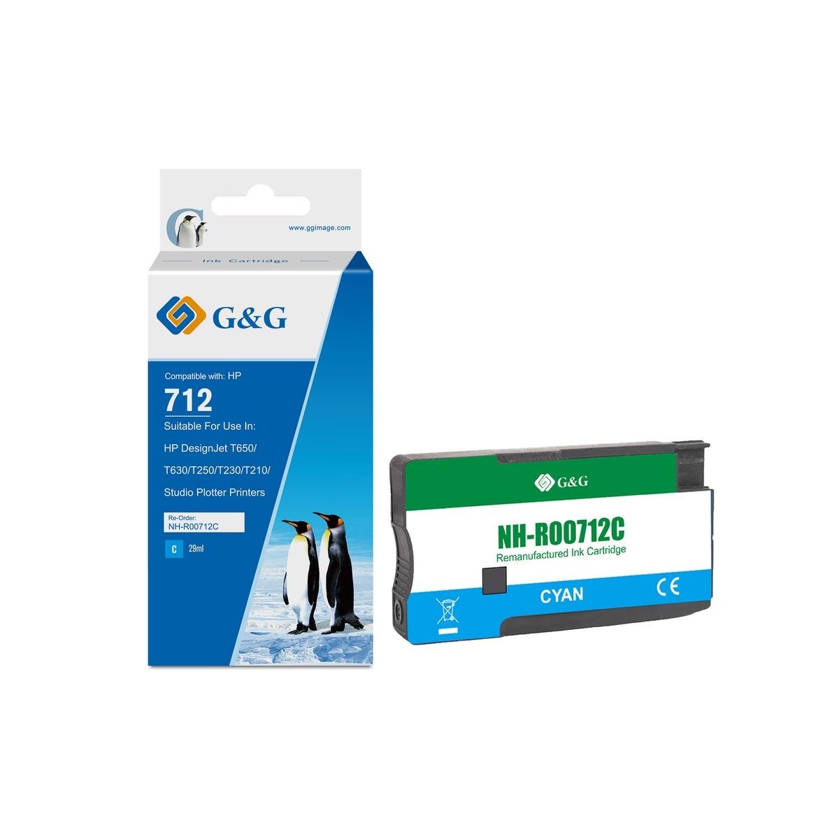 Cartuccia Rigenerata Anti-firmware upgrade (3ED67A, 712) per HP DesignJet T230 (29ml) CIANO