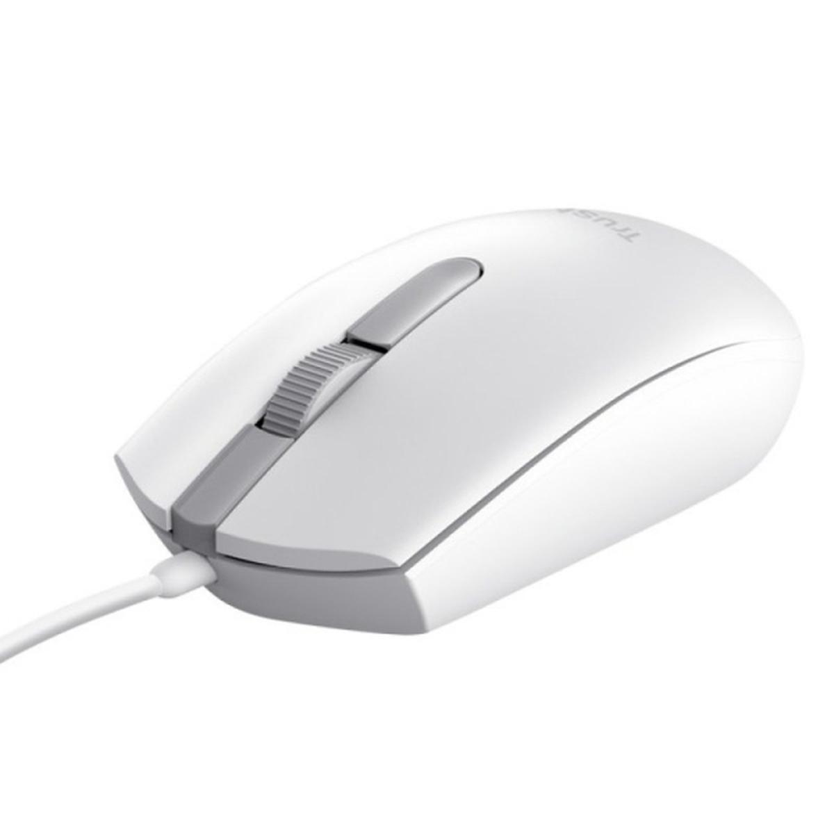 MOUSE Trust TM101 Eco USB 1200 dpi - Realizzato con il 50% di plastica riciclata - 3 pulsanti - Uso ambidestro - Cavo da 1,60 m - Bianco
