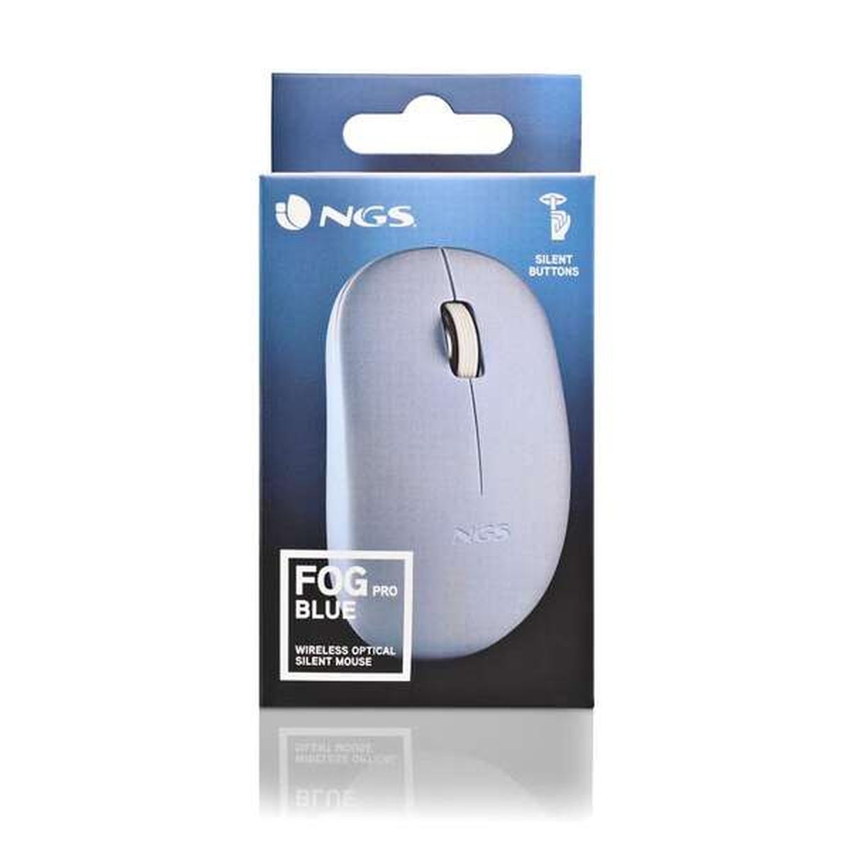 Mouse wireless NGS con tasti silenziosi - 2 pulsanti - Ambidestro - Azzurro