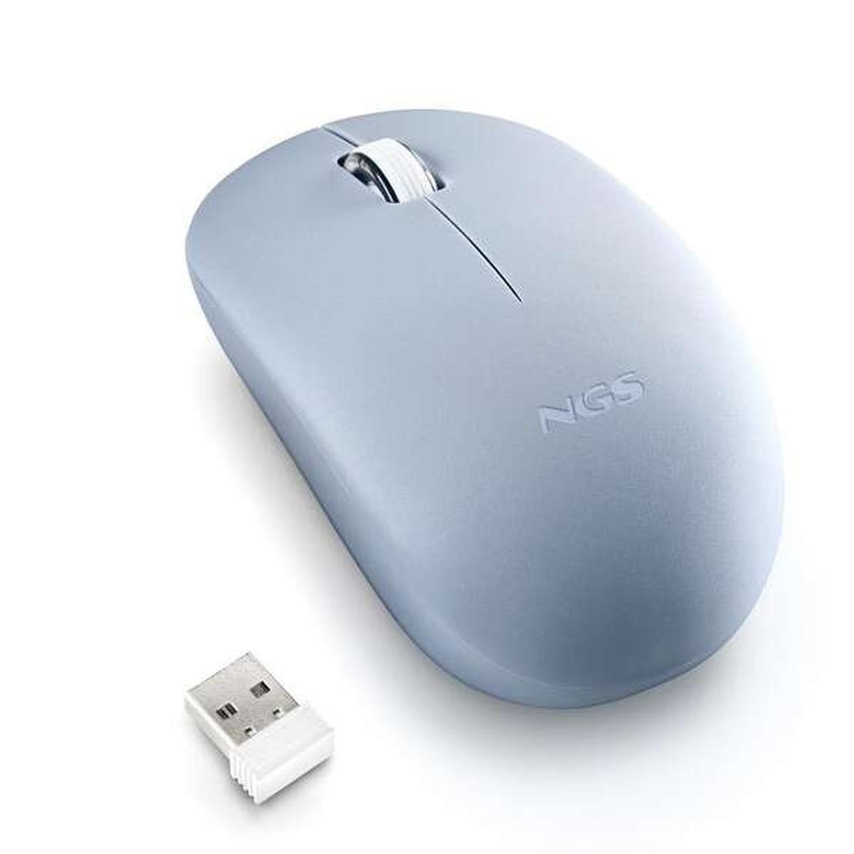 Mouse wireless NGS con tasti silenziosi - 2 pulsanti - Ambidestro - Azzurro
