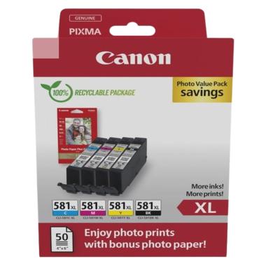 Multipack Originale (2052C006, CLI-581XL) CANON TS6150 + carta Fotografica | KCMY