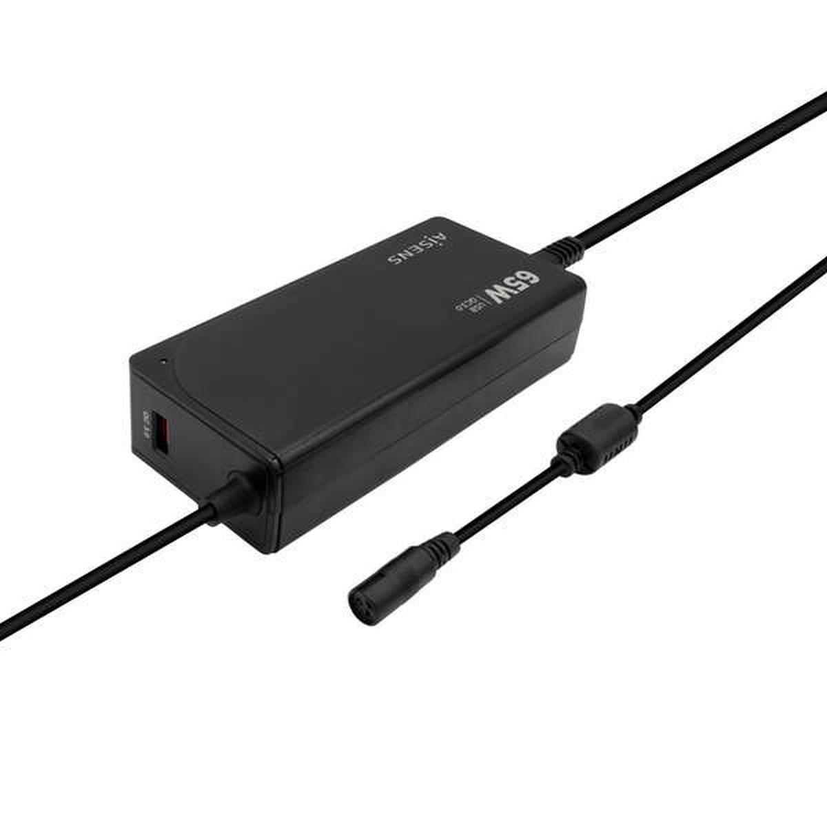 Caricabatterie universale automatico multitensione per laptop Aisens da 90W con 9 connettori + USB-A QC 3.0 - Nero