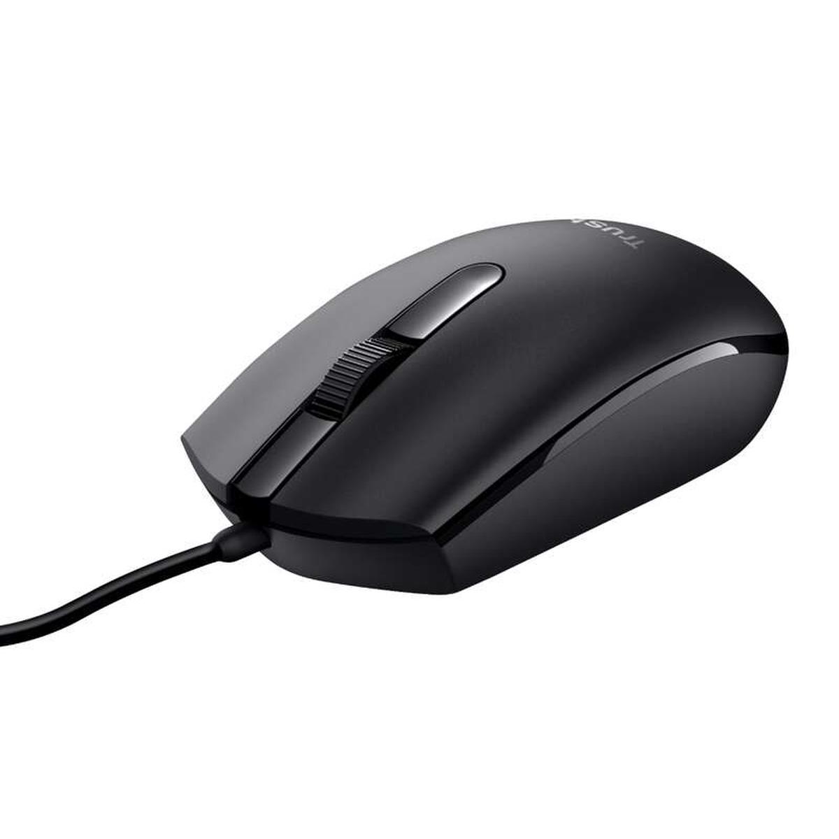 Mouse USB Trust Basi 1200 dpi - 3 pulsanti - Utilizzo ambidestro - Cavo da 1,60 m - Nero