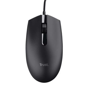 Mouse USB Trust Basi 1200 dpi - 3 pulsanti - Utilizzo ambidestro - Cavo da 1,60 m - Nero