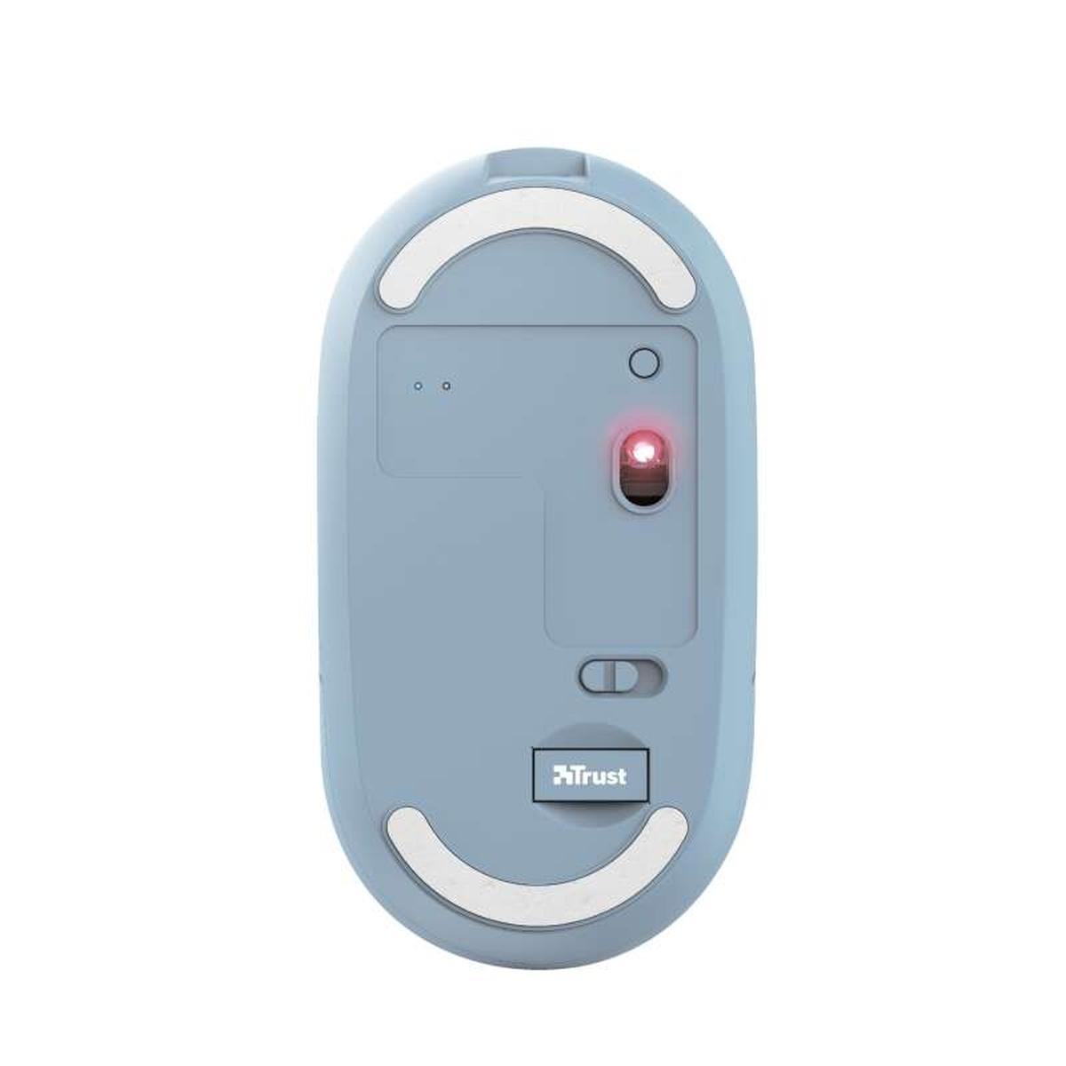 Mouse wireless ricaricabile Trust Puck 1600 dpi - 3 pulsanti silenziosi - Ultra sottile - Utilizzo ambidestro - Blu
