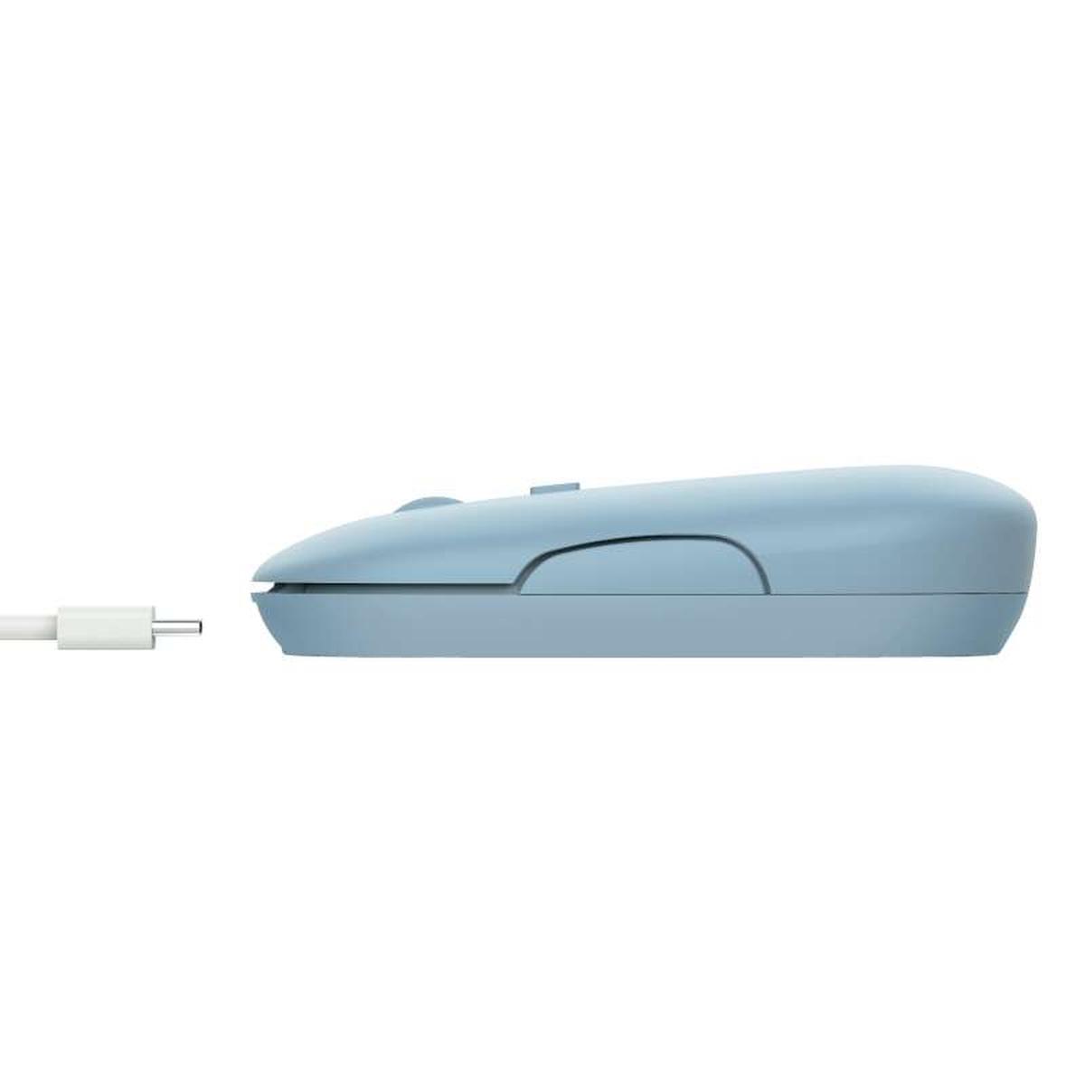 Mouse wireless ricaricabile Trust Puck 1600 dpi - 3 pulsanti silenziosi - Ultra sottile - Utilizzo ambidestro - Blu