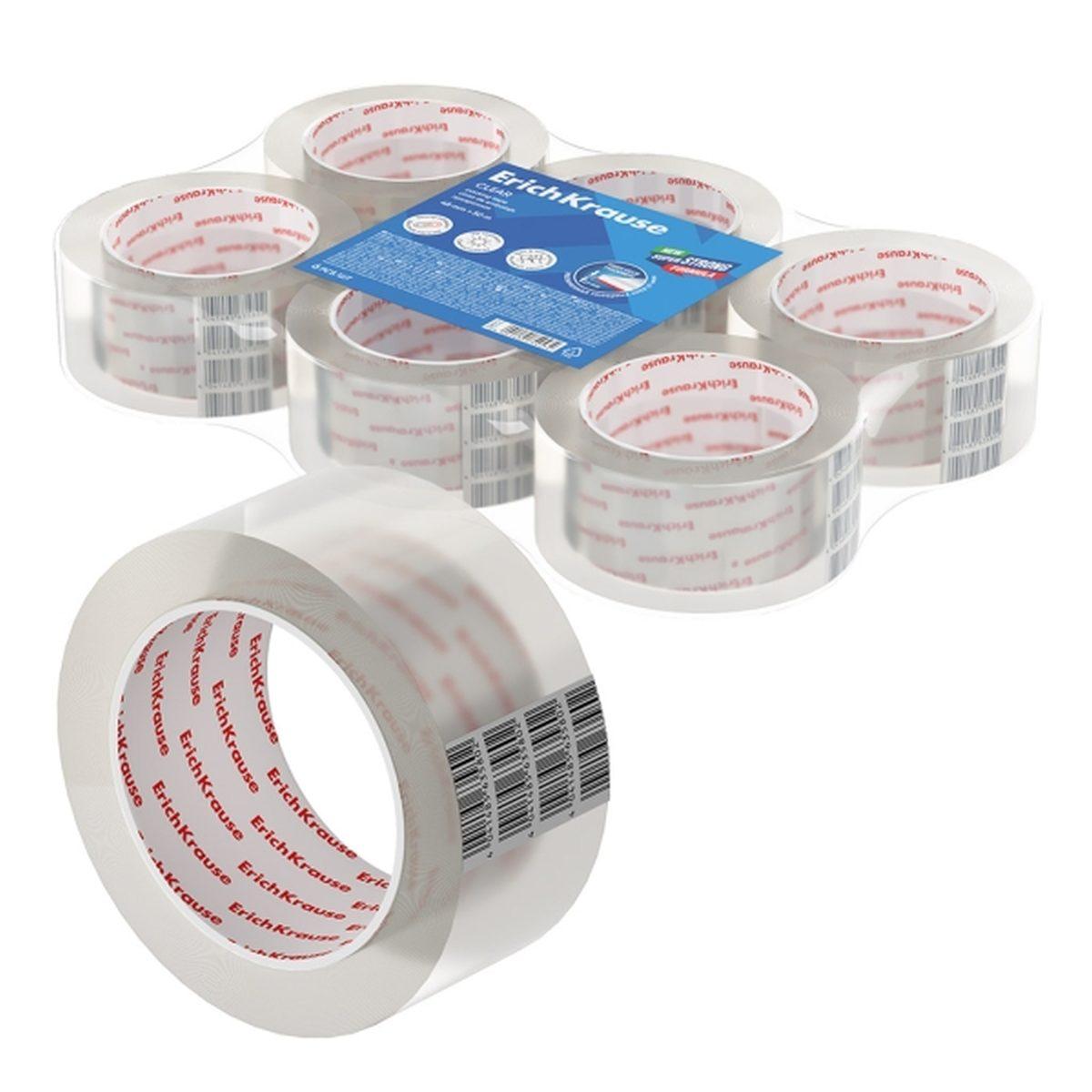 Nastro adesivo per imballaggio Erichkrause - Dimensioni: 48 mm x 50 m - Adesivo ad alta tenuta - Facile da tagliare - Trasparente