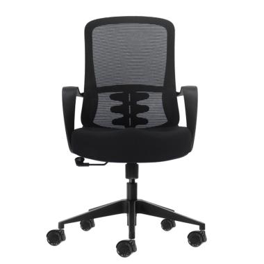 Sedia da ufficio ergonomica Oqonos Cherg 006 con schienale in rete traspirante, pistone a gas di classe 4, supporto lombare, braccioli fissi, sedile ergonomico sagomato e ruote in