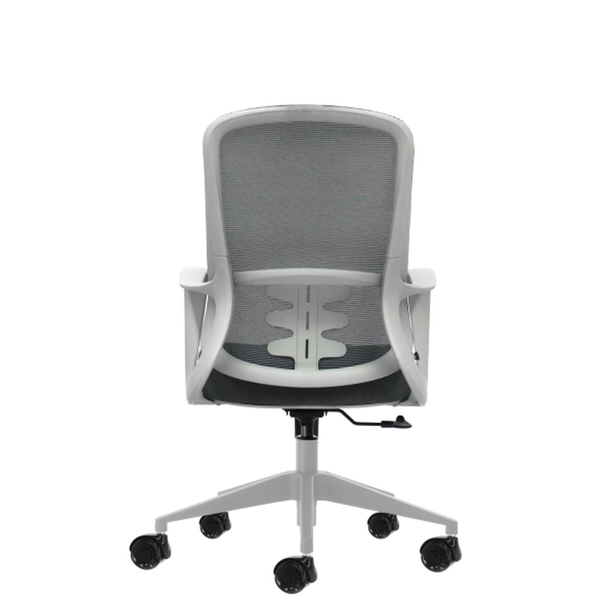 Sedia da ufficio ergonomica Oqonos Cherg 006 con schienale in rete traspirante, pistone a gas di classe 4, supporto lombare, braccioli fissi, sedile ergonomico sagomato e ruote in