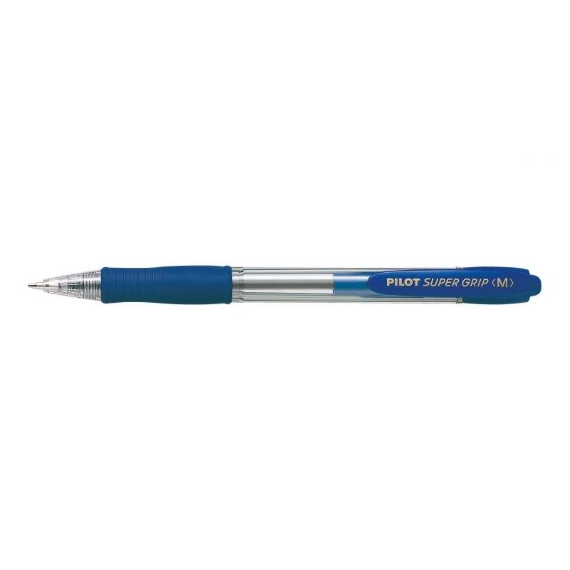 Penna sfera a scatto Pilot SuperGrip - Punta rotonda da 1,0 mm (12pz) BLU