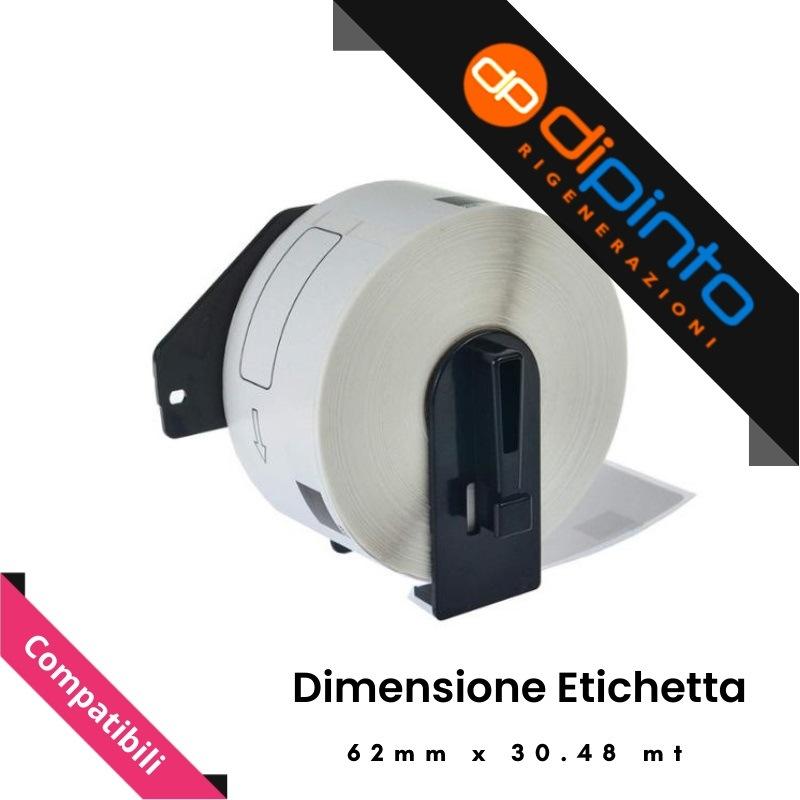 Etichette Compatibili per BROTHER P-Touch (DK-22205) (62x30.48mt) modulo continuo