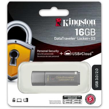 Pendrive Kingston DT Locker + Memoria USB G3 16GB - USB 3.0 - 80MB/s in lettura - Da USB a Cloud - Sistema di Crittografia