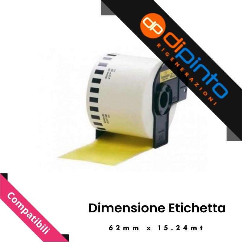 Etichette Compatibili per BROTHER P-Touch (DK-22606) (62x15.24mt) GIALLO modulo continuo
