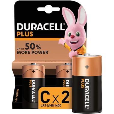 Batterie Alcaline Duracell C Plus LR14 1,5 V - 2 Unità