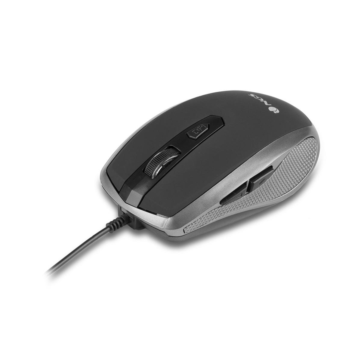 NGS Tick Mouse USB 1600 dpi - 5 pulsanti - Uso con la mano destra - Colore argento/nero
