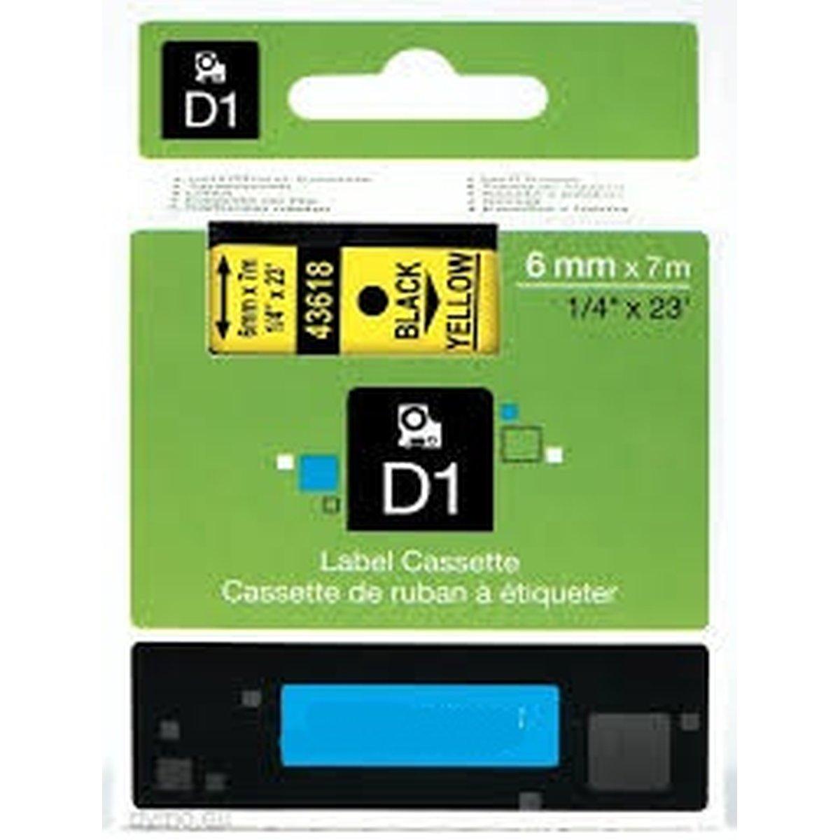 Nastro Nero su Giallo (6 mm X 7 m) per DYMO D1 (S0720790) 43618