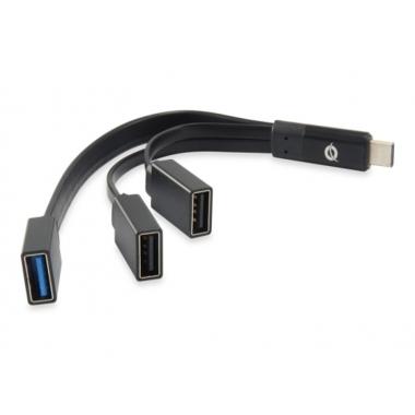 Conceptronic Hubbies Extender USB-C a 2 porte USB-A 2.0 e 1 porta USB-A 3.0 - 2X 480Mbps 1X 5Gbps - Nero