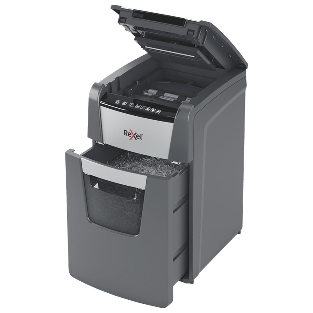 Distruggi documenti Rexel Optimum AutoFeed 130X con taglio di particelle - 44L - Alimentazione automatica da 130 fogli - Slot manuale da 8 fogli - Anti-inceppamento
